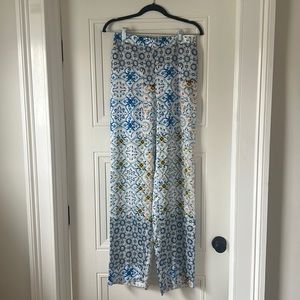 Colorful Dolce and Gabbana inspired silky wide leg pants from Zara
